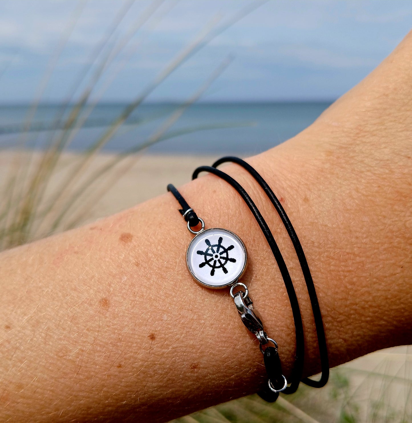 Armband Cabochon "Steuerrad" silber