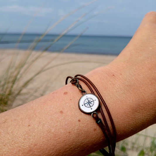 Armband Cabochon "Kompass" bronze